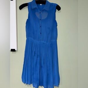 American Eagle Blue Sleeveless Chiffon Dress with Collar